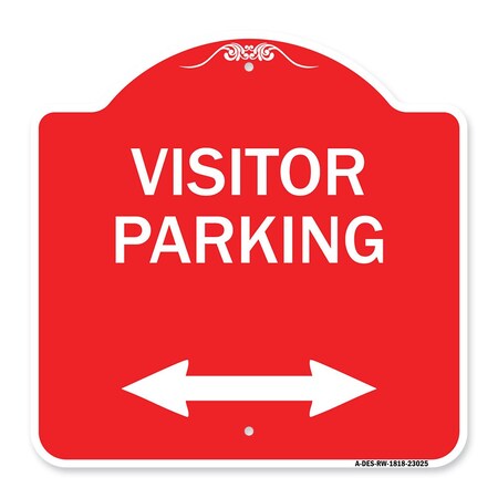 Reserved Parking Visitor Parking Arrow Pointing Left and Right, Red & White, A-DES-RW-1818-23025